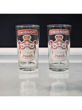 Smirnoff Vodka Cocktail Glasses Vintage Canada Set of 2